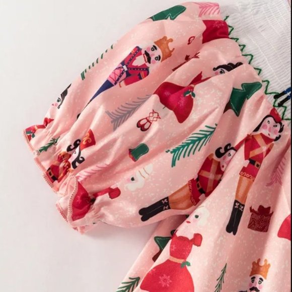 Boutique Christmas Nutcracker Girls Smocked Embroidered Dress - Picture 3 of 6